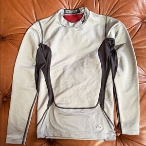 Boys Nike Gray and Black pro combat hyperwarm dry-fit max long sleeve shirt